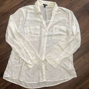 Express white polyester long sleeve dress shirt